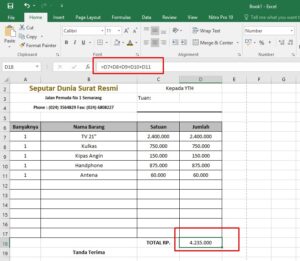 Cara Membuat Nota Pembayaran Dengan Excel