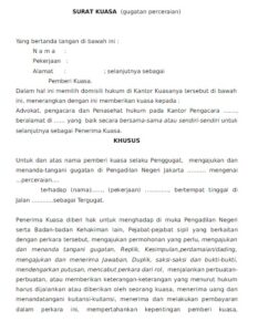 contoh surat kuasa khusus / istimewa + download